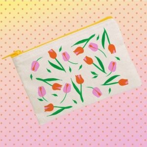 trousse tulipe 2 zip jaune